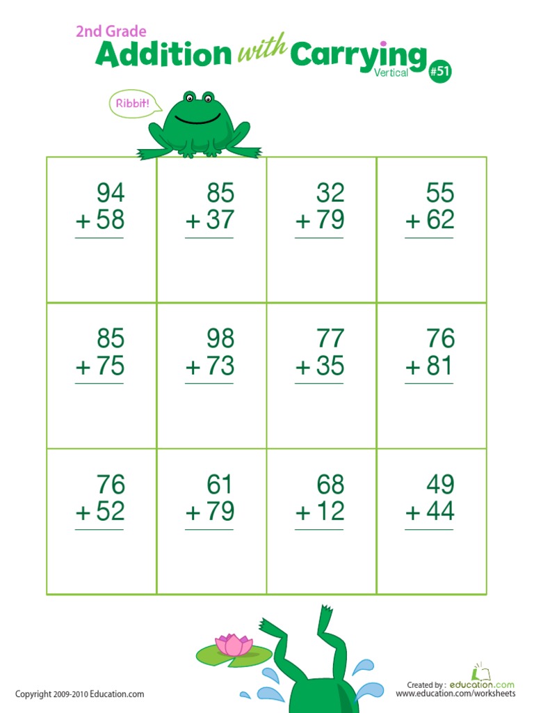 2ndgrade Addition CarryVertical 051 PDF | PDF