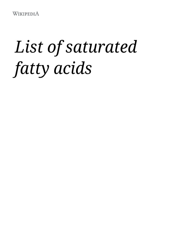 List of Saturated Fatty Acids Wikipedia PDF Organic Acids