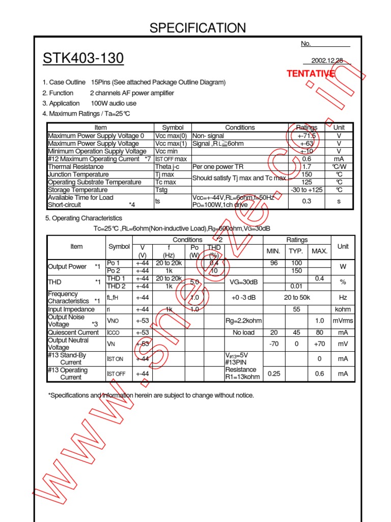 STK403 130 | PDF | Alternating Current | Power Supply