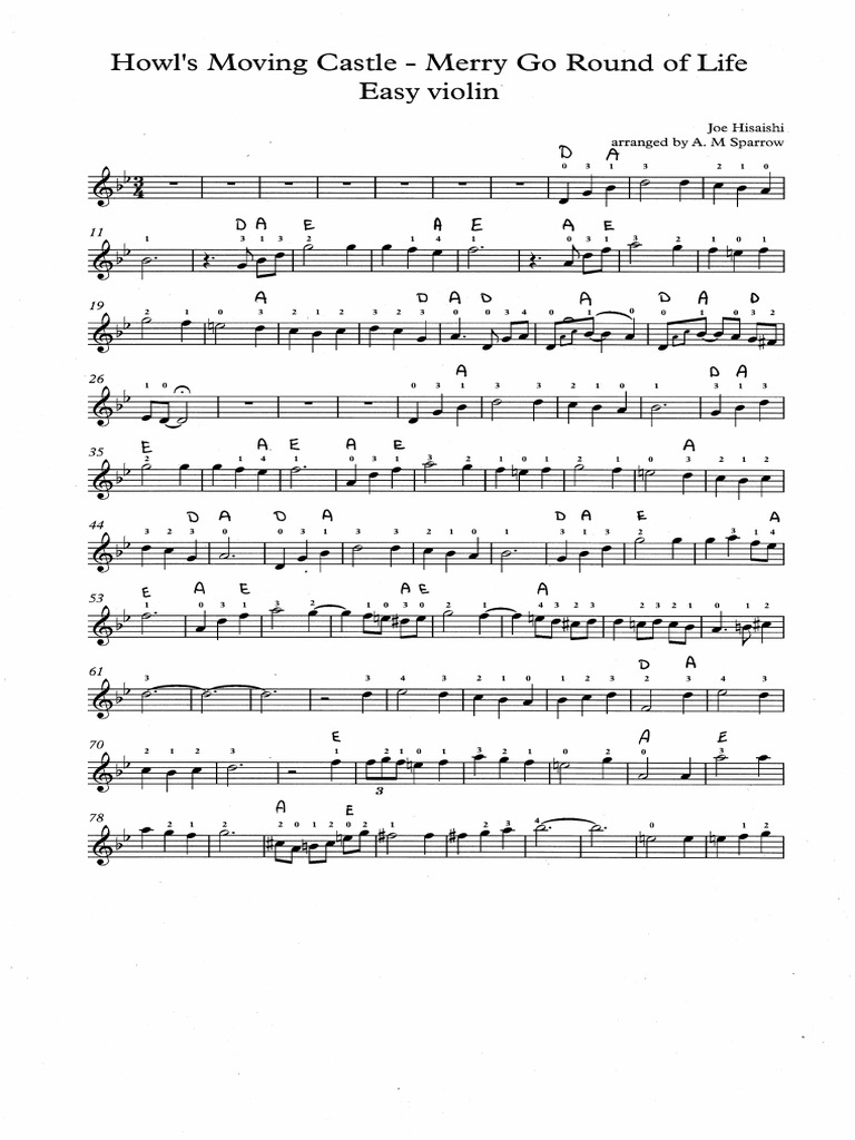 Howls Moving Castle Violin Pdf