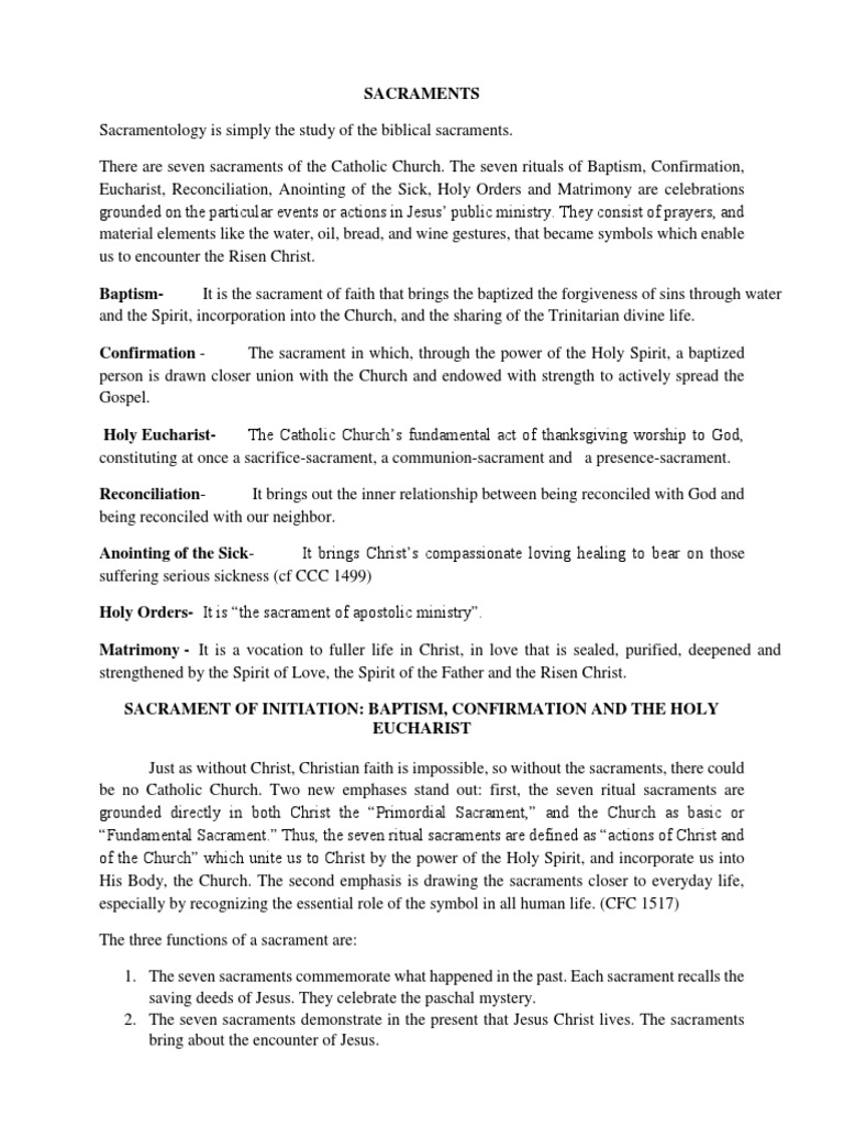 Church and Sacraments | PDF | Eucharist | Confirmation
