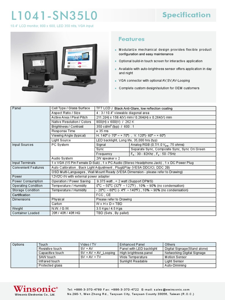 LCD Manual | PDF | Computer Monitor | Electrical Connector