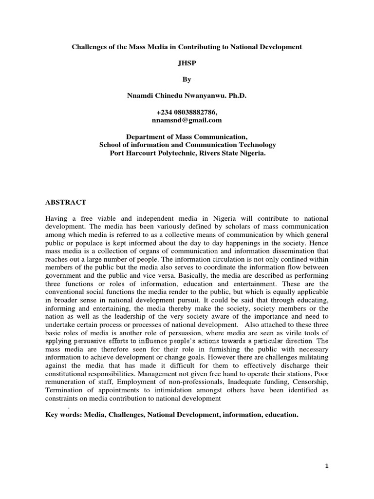 MASS MEDIA AND NATIONAL DEVELOPMENT PDF visual data 5