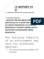 Written Report in Science: The Carrying Capacity of An Environment May Vary For Different Species