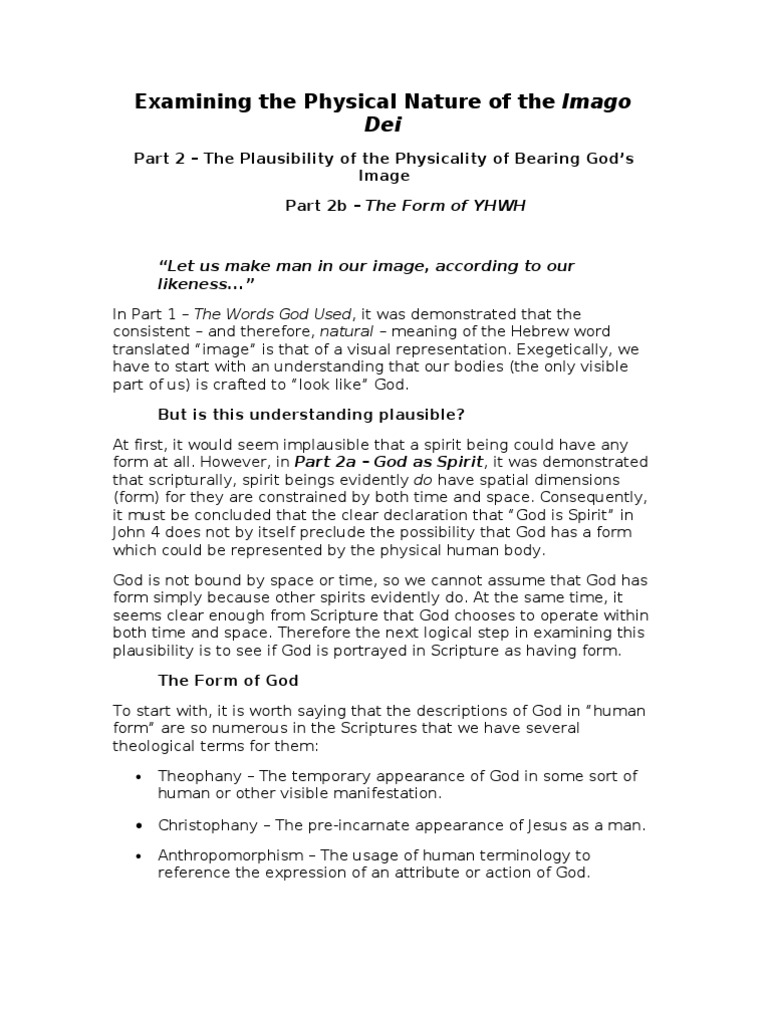 God's Physical Form in Scripture | PDF | Image Of God | God