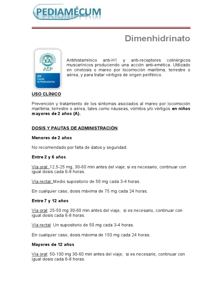 Dimenhidrinato.pdf | Rtt | Medicina CLINICA