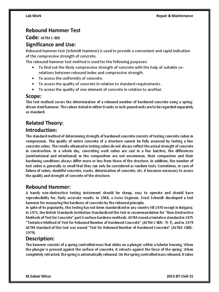 Rebound Hammer Test Calibration Concrete
