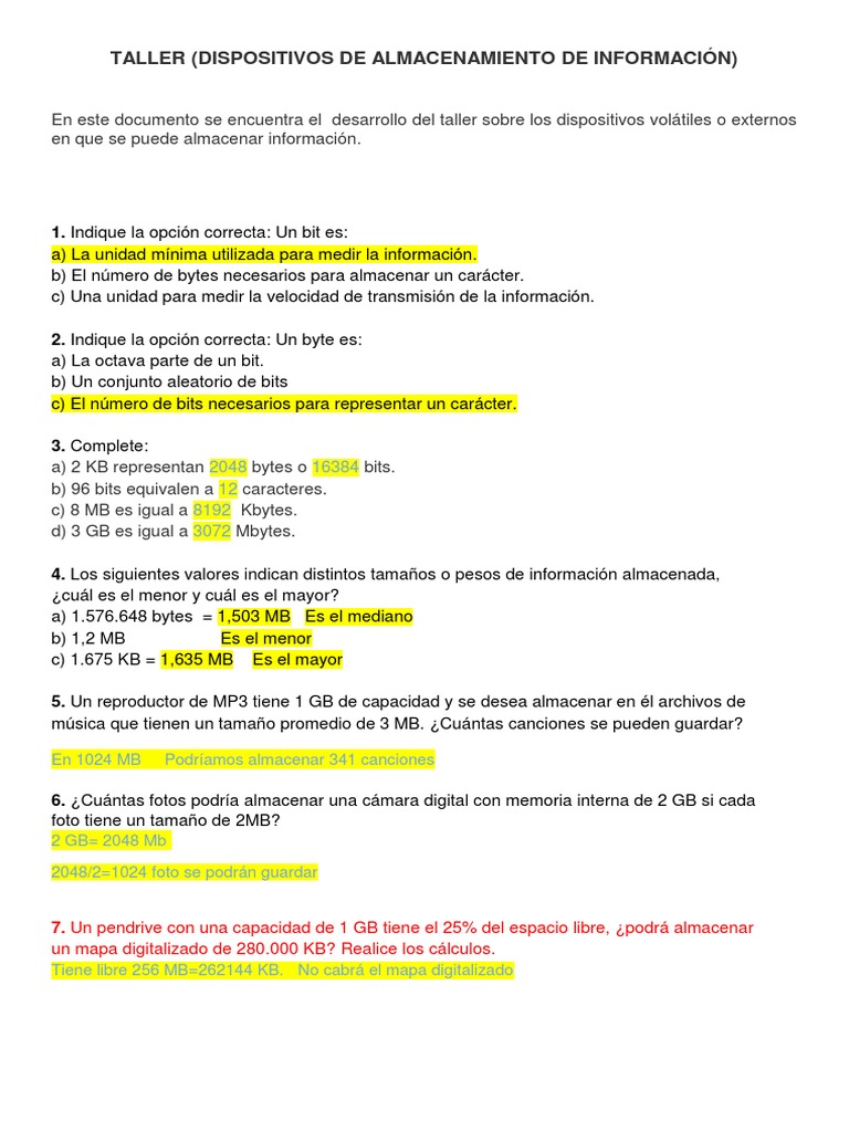 Taller 1 | PDF | Dispositivo de almacenamiento de datos | Memoria USB