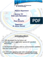 Applied Physics Department Seminar 791 Solar Cells Fabrication by Enas Hamasha Supervisor Dr. Adnan Shariah