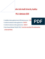 Ph.D. Admission 2019: Dr. Rammanohar Lohia Avadh University, Ayodhya