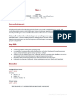 School Leaver CV Template