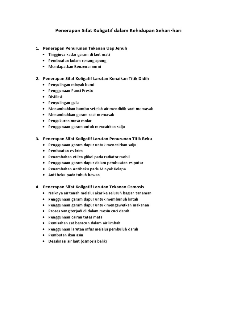 Penerapan Sifat Koligatif Dalam Kehidupa Pdf