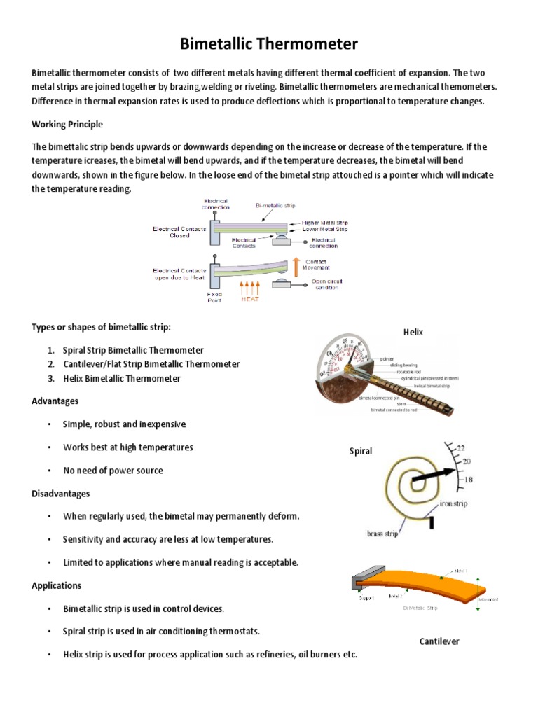 Bimetallic Thermometer Working Principle PDF