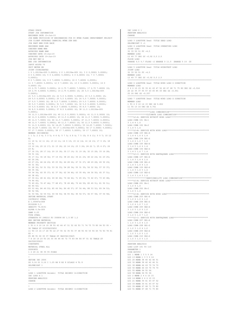 Staad Pro New Pipe Rack PDF Civil Engineering Engineering