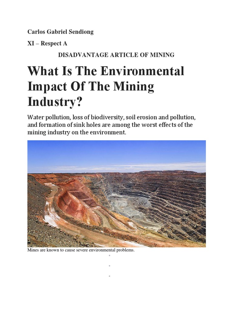 What Is The Environmental Impact Of The Mining Industry Pdf Mining
