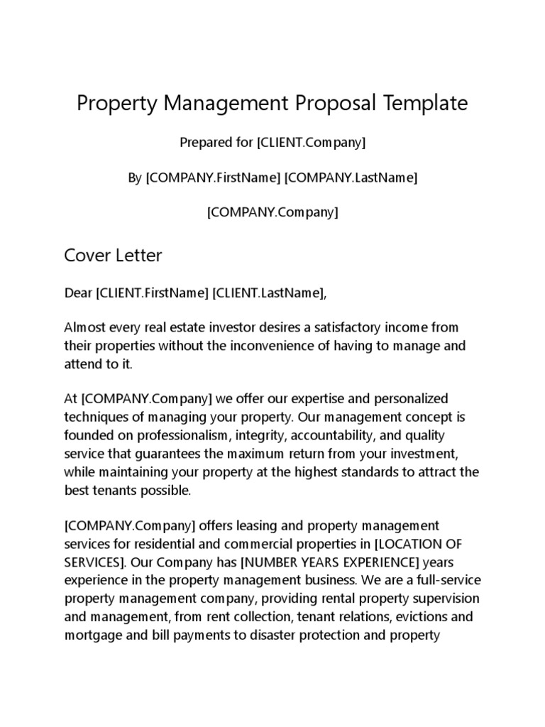 Property Management Proposal Template Property Management Indemnity