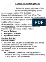 Handouts Grade 10 MAPEH (ARTS) Cubism - Highly Influential Visual Arts Style of The