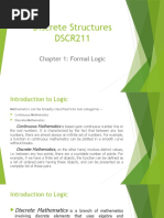 Discrete Structures DSCR211: Chapter 1: Formal Logic