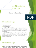 Discrete Structures DSCR211: Chapter 1: Formal Logic