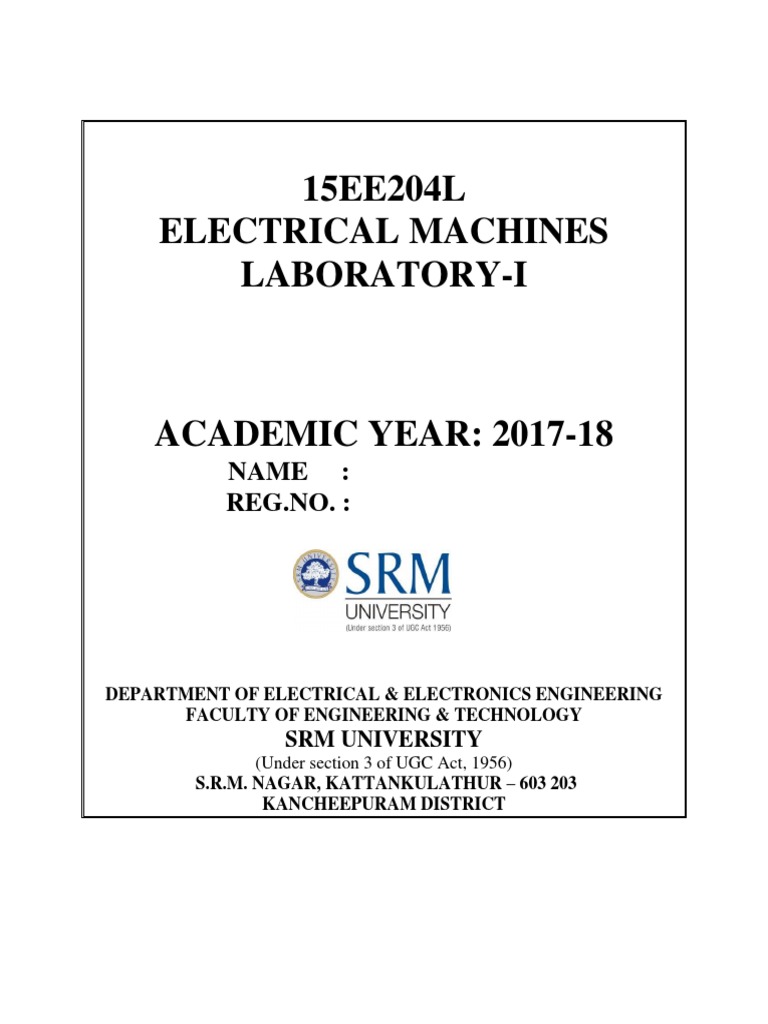 Electrical Machines Lab I EE0209 - 2 PDF | PDF | Electric Motor ...