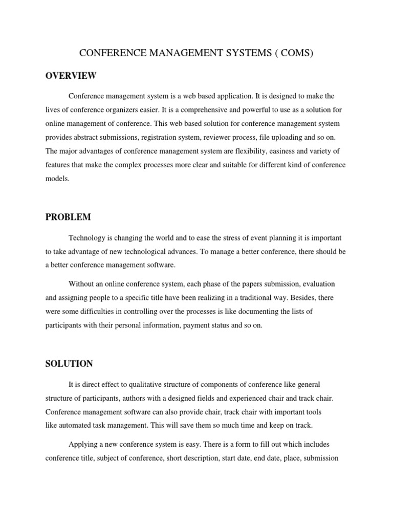Conference Management Systems (Coms) | PDF | Web Application | Databases