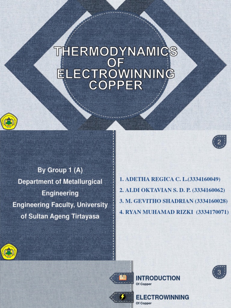 Thermodynamics in Copper Electrowinning | PDF | Copper | Metals