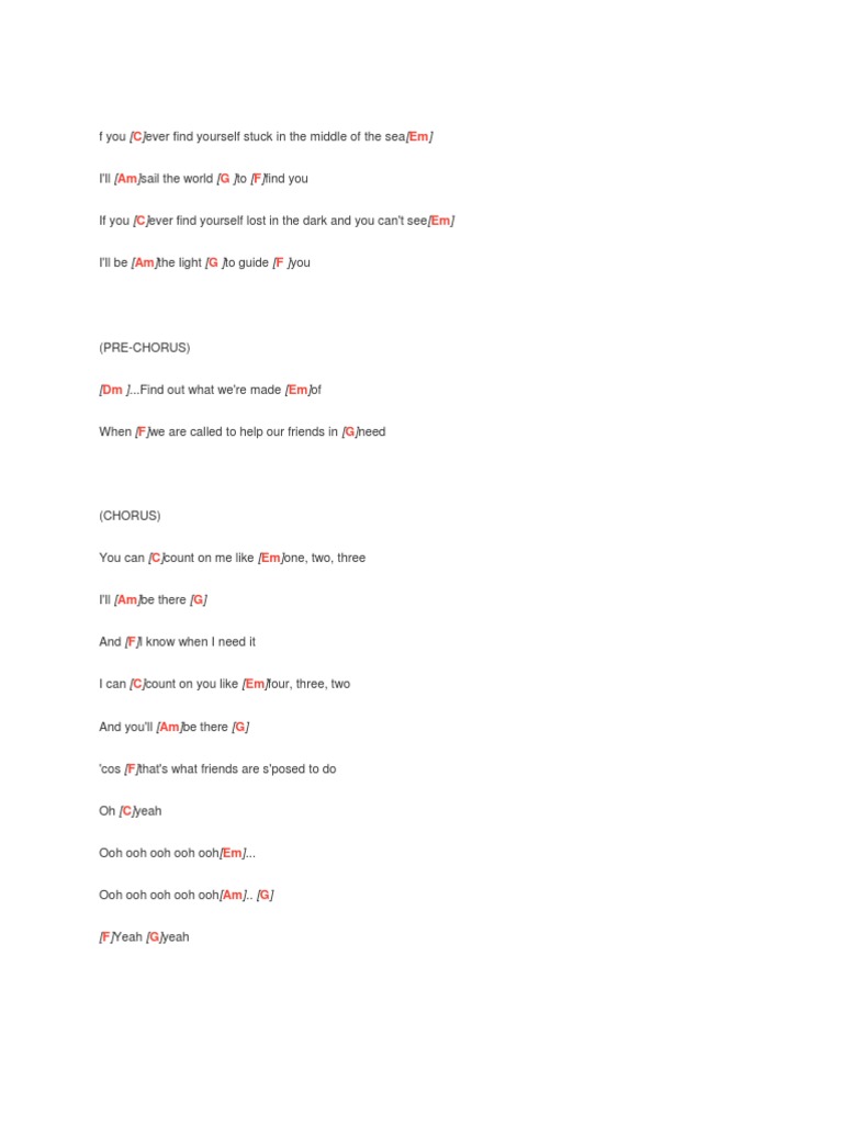 Count On Me Ukulele Chords Pdf Song Structure Singles