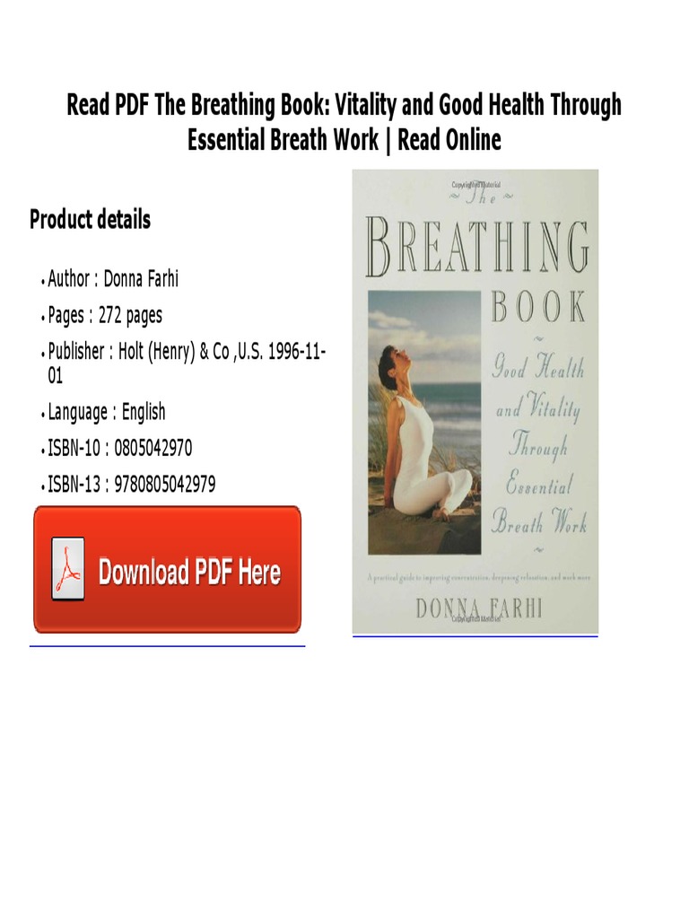 Read PDF The Breathing Book: Vitality and Good Health Through Essential ...