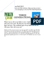 Three Generations: Week #1 Solution Fall 2012