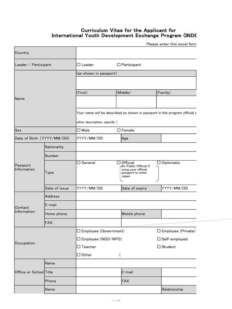 Index 2019 Organizer Form | PDF | Criminal Record | Travel Visa