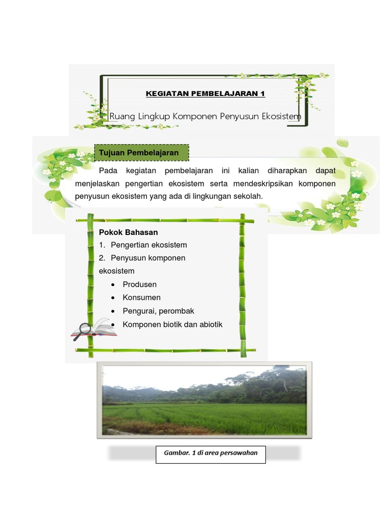 Ruang Lingkup Komponen Penyusun Ekosistem Tujuan Pembelajaran