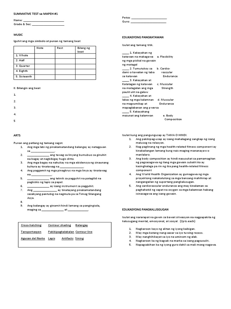 Summative Test | PDF