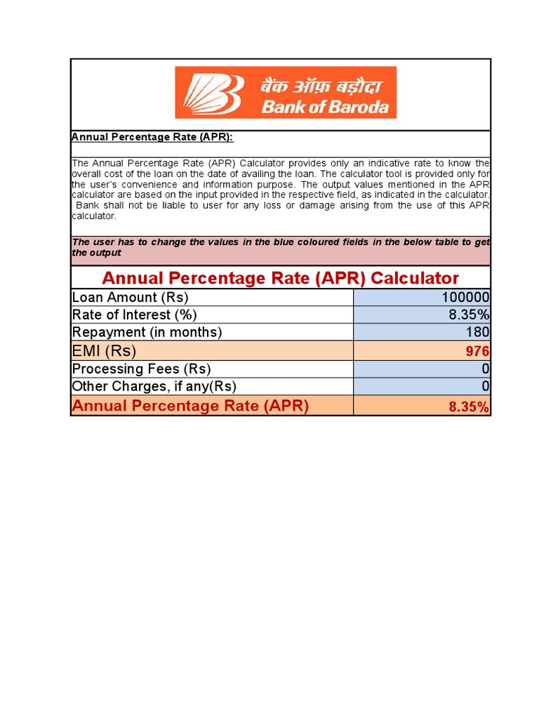 APR Calculator for Bank Loans | PDF