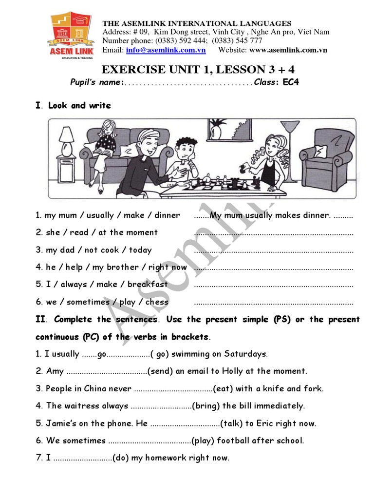 Exercise Unit 1, Lesson 3 + 4: Pupil's Name ...