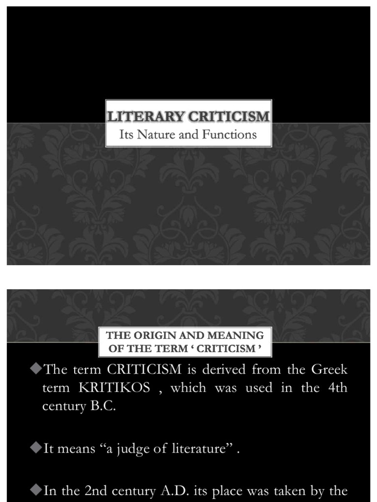 Functions of Literary Criticism | PDF | Literary Criticism | Criticism