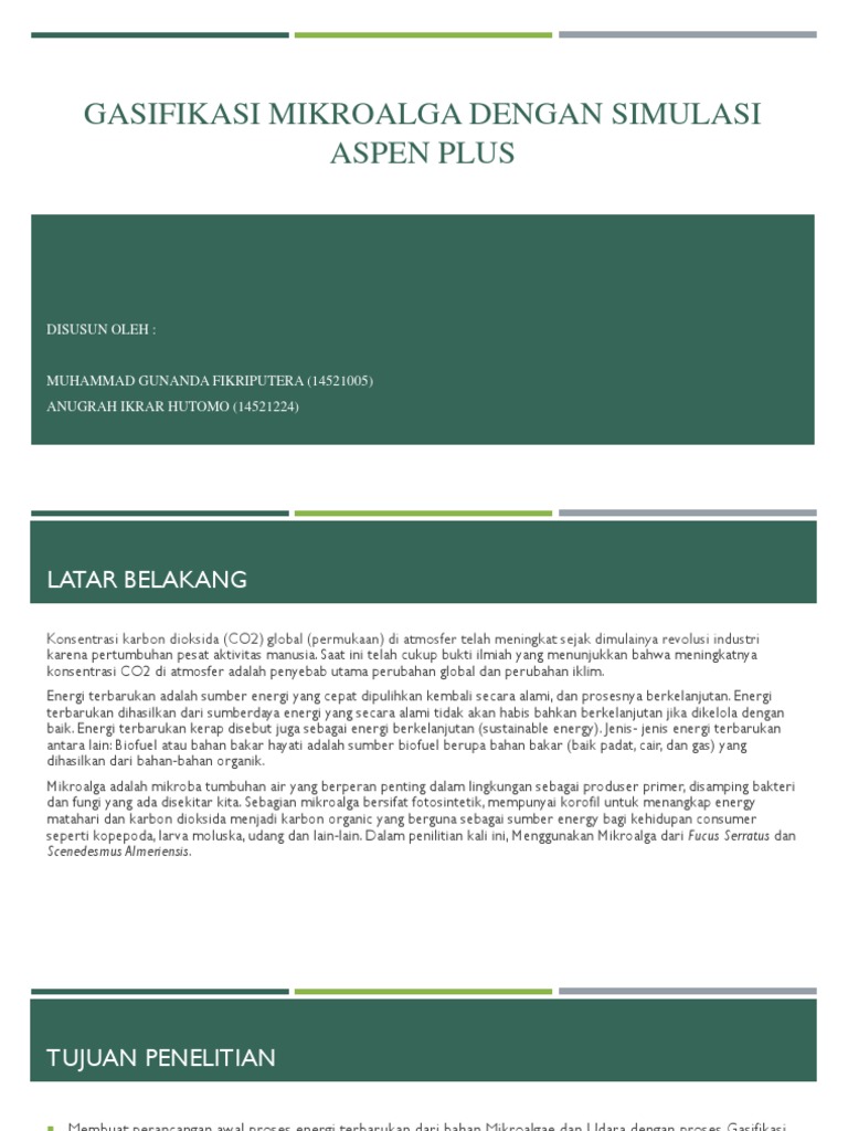 Gasifikasi Mikroalga: Simulasi Aspen Plus | PDF | Sains & Matematika