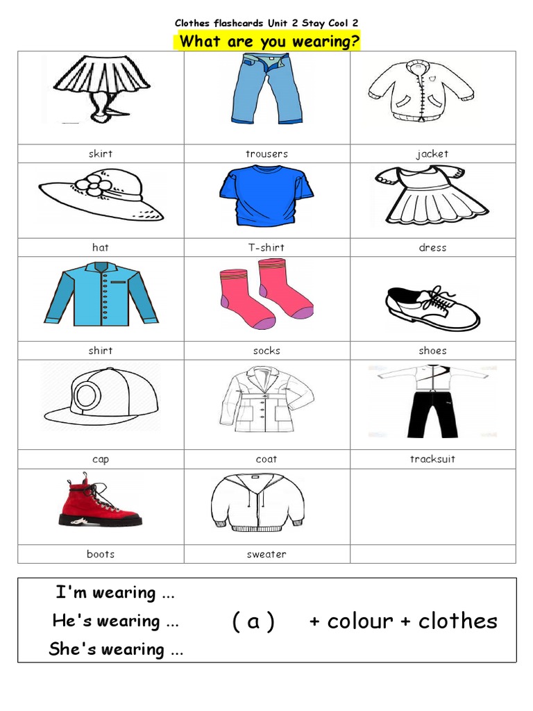 Clothes Flashcards for Kids: Unit 2 | PDF
