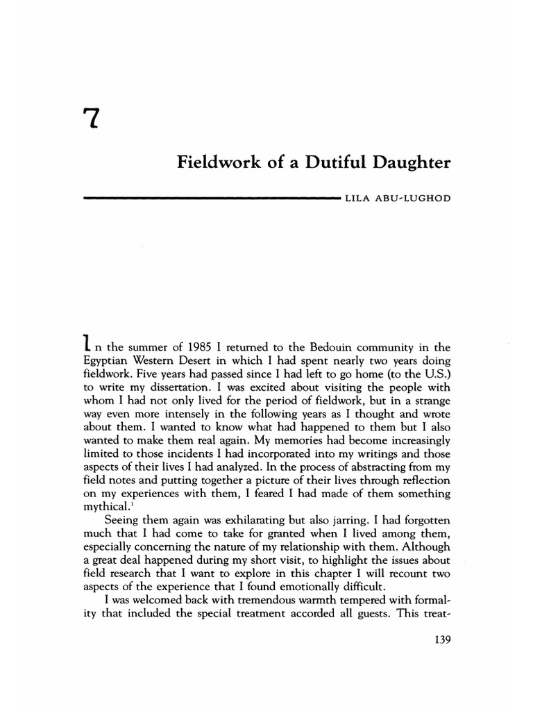 Fieldwork of A Dutiful Daughter | PDF