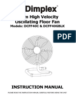 40cm High Velocity Oscillating Floor Fan Instruction Manual