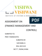 Assignment On (Finance Management and Control)