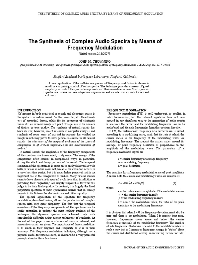 Frequency Modulation for Audio Synthesis | PDF | Frequency Modulation ...