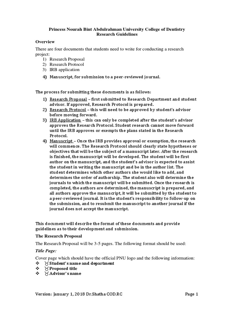 Research Guidelines for Dental Students | PDF | Institutional Review ...