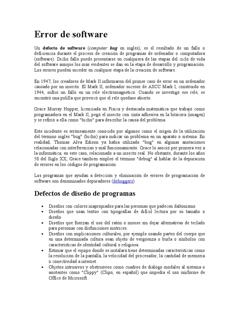 Error de Software | PDF | Error de programación | Desarrollo de software