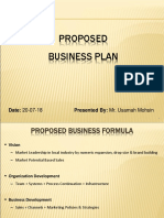 Proposed Business Plan: Date: 20-07-18 Presented By: Mr. Usamah Mohsin