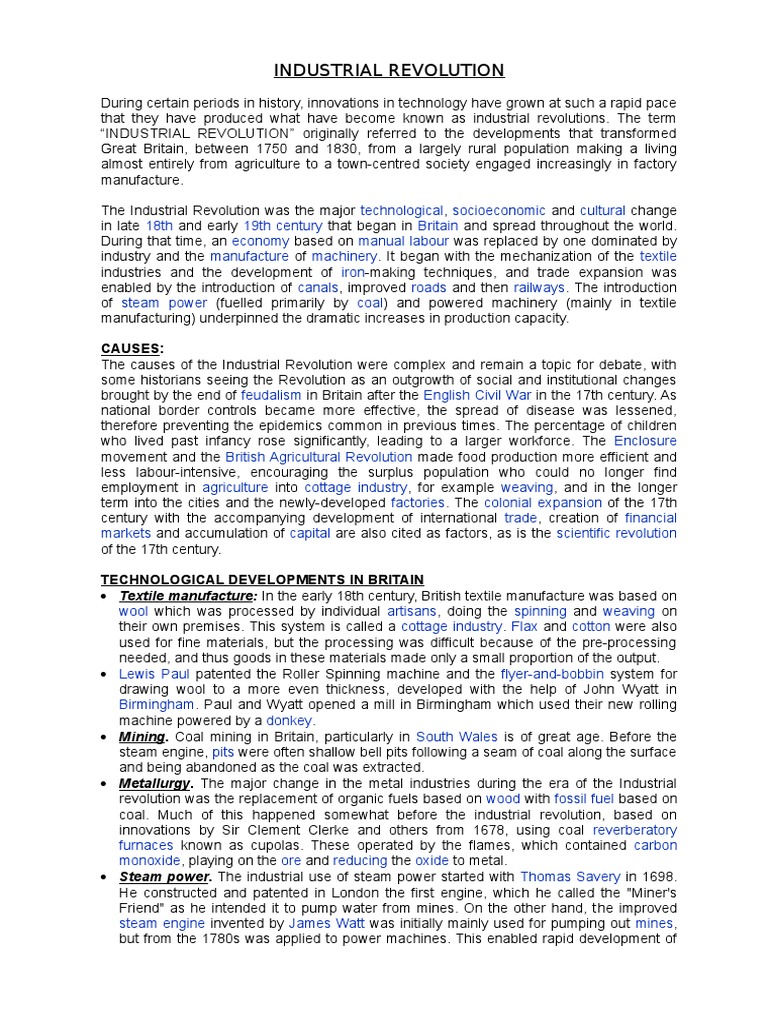 Industrial Revolution Insights | PDF | Industrial Revolution | Economic ...