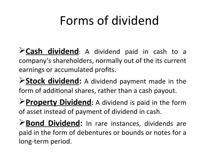Forms of Dividend PDF