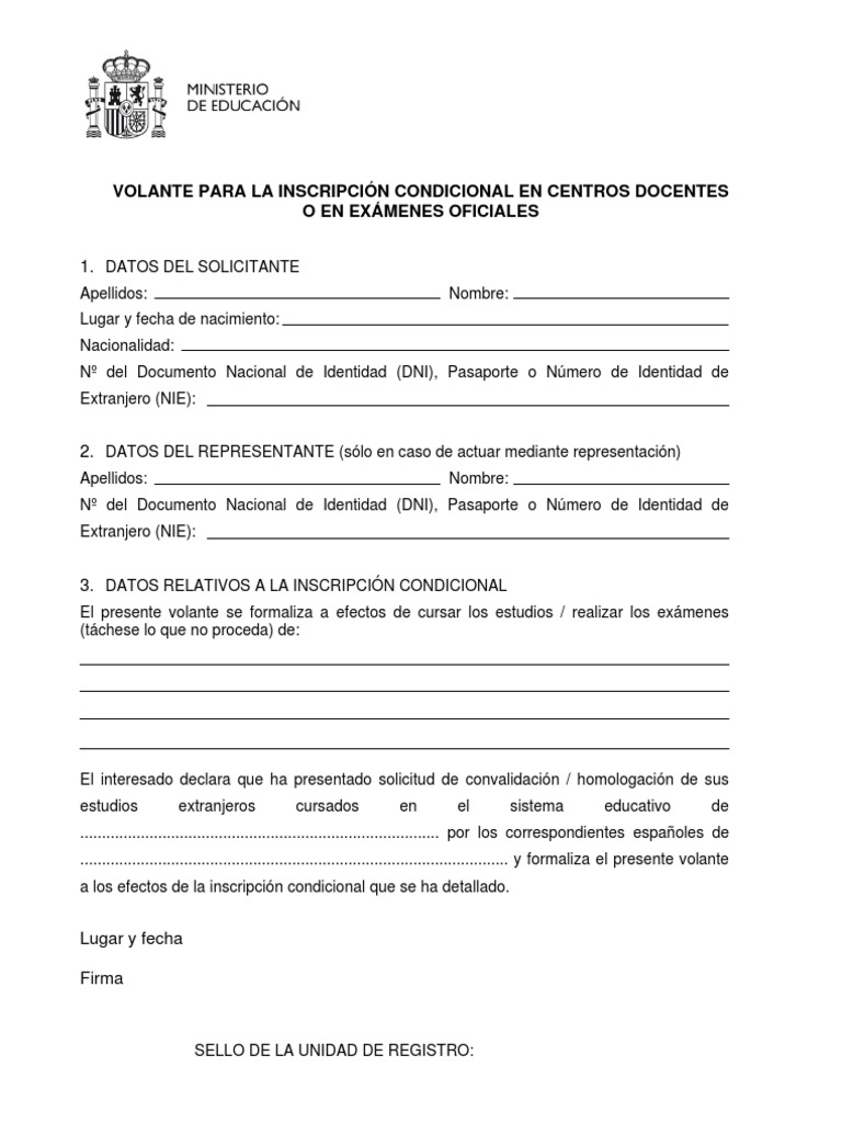 Modelo Volante Homologacion Titulos Negocios