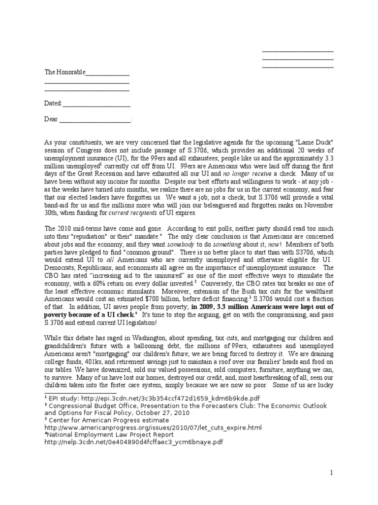 99ers Demand Letter FINAL | PDF | Congressional Budget Office | Bush ...