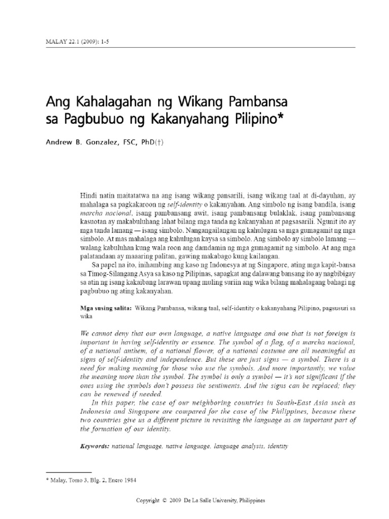 Ang wikang pambansa ng pilipinas ay filipino image
