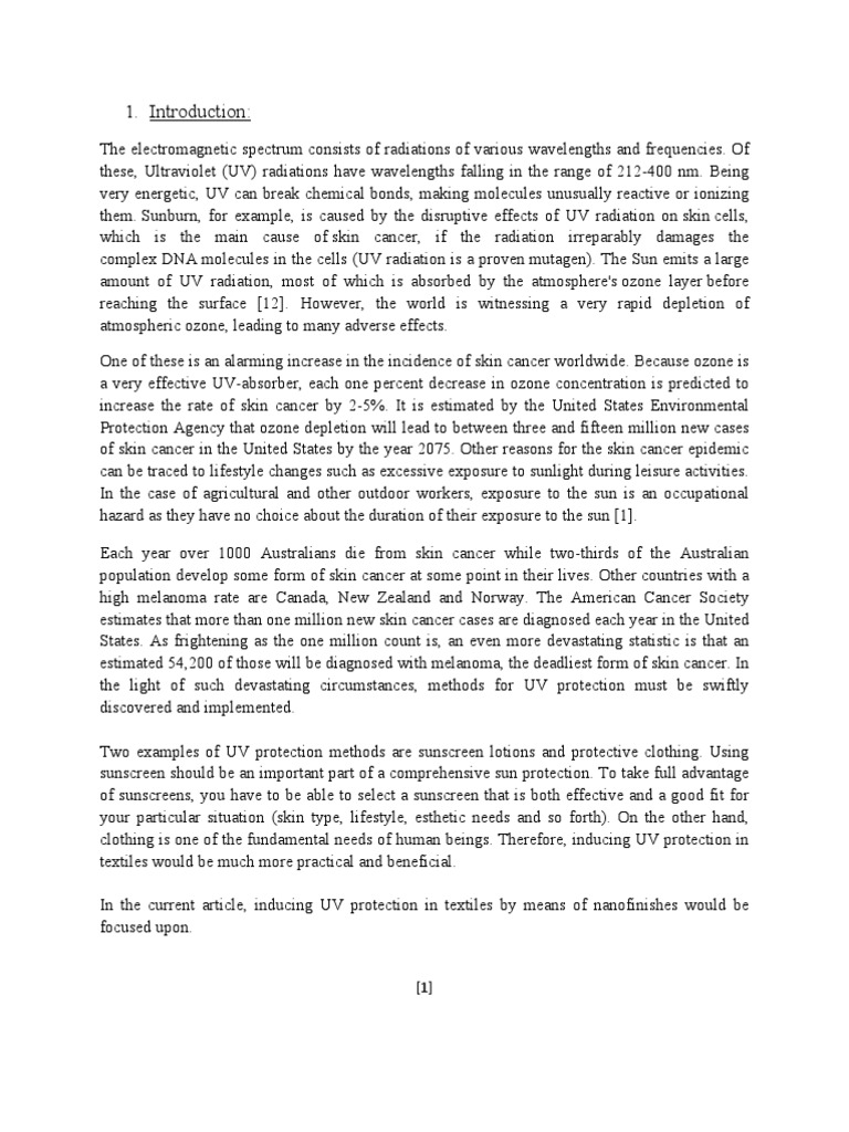 Nano Finishes For Uv Protection in Textiles PDF Ultraviolet Zinc